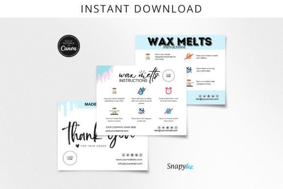 Download Editable Wickless Melt Care Card Canva - Editable Collection