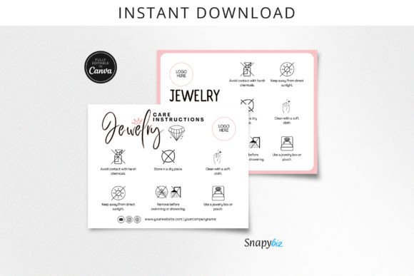 Download Editable Jewelry Care Card Canva - Editable Collection