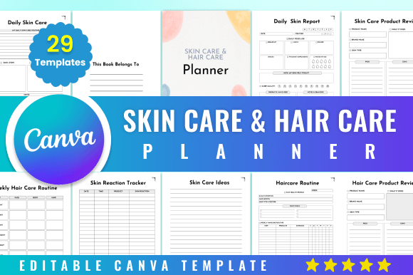 Download Editable Skin Care &amp; Hair Care Planner - Editable Collection