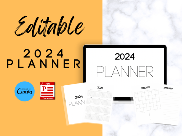 Download Editable Minimal 2024 Planner - Editable Collection