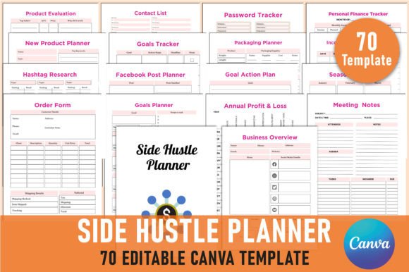 Download Editable Side Hustle Planner for Canva - Editable Collection