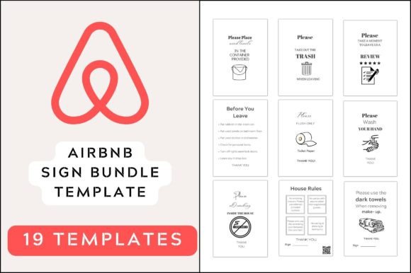 Download Editable Airbnb Sign Bundle Templates - Editable Collection