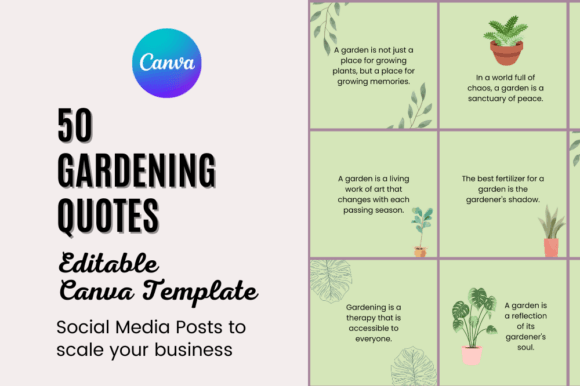 Download GARDENING QUOTES EDITABLE CANVA TEMPLATE - Editable Collection