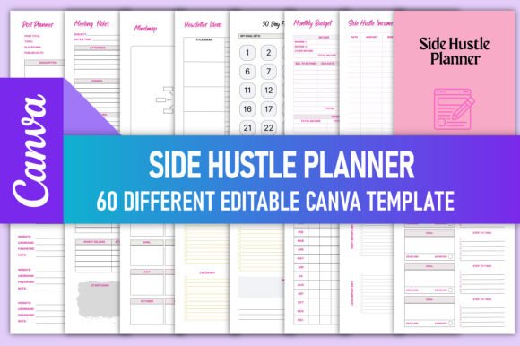 Download Editable Side Hustle Planner Canva KDP - Editable Collection